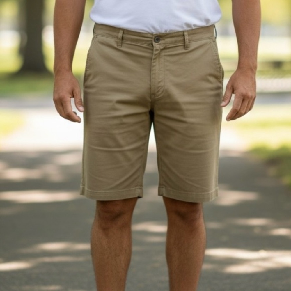 Dockers Perfect Short Classic Fit Khaki Tan Flat Front Shorts Men's W36 -1
